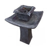 Solar Power Outdoor Pagoda Stone Effect Water Fountain Feature Garden Bird Bath