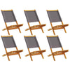 Folding Garden Chairs 6 pcs Anthracite Fabric and Solid Wood S2Z3