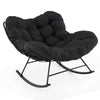 Oversized Egg Papasan Chair Patio Rocker Chair-Black