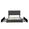 4ft6 Double Bed Frame Upholstered Platform Bed with Headboard, 4 Storage Drawers