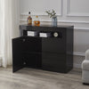 2 Doors Black Sideboard Cabinet High Gloss Cupboard Storage Furniture With LED