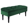 4FT Velvet Green Stool Storage Bench Chic Button Tufted Bedside Seat End Hallway