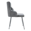 Grey Upholstered Dining Chair Home Restaurant Seat Velvet Padded High Back Chair