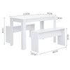 3 Pieces Dining Table and Chair Set Compact 2 Benches Wood Kitchen Furniture UK