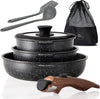 Kitchen Cookware Non-Stick Granite Pots and Pans Set w/ Removable Handle 8Pcs