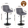 Ralex-chair Bar Stool Set of 2, Swivel Barstools with Back,PU Leather Grey