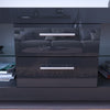 Black TV Unit Cabinet Stand With LED Light & Drawers 130cm High Gloss Doors