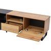 Modern TV Stand with 2 Doors & 2 Drawers - Black & Wood Media Unit, 190x38x48cm