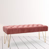 Upholstered Velvet Vintage Bench Button Tufted Dining Bench Padded Seat Chair