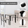 3 Pcs Compact Dining Table 2 Chairs Set Wooden Metal Legs Kitchen Breakfast Bar