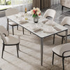 XXX-Large Kitchen Dining Table Tempered Glass & Marble Top Table For 4-6 Person