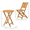 3 Piece Wooden Folding Bistro Set Dining Table and Chairs for Outdoor Patio