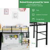 96CM Kids Low Loft Bed Frame Single Size Steel Bed Mid Sleeper w/Ladder & Slide
