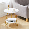 2 Tiers Round Coffee Table Stand Shelf Rack Nightstand for Bedroom Living Room