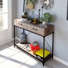 Console Side End Table W/2 Drawer Shelf Hallway Wooden Furniture 2-Tire Storage