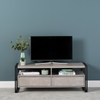 TV Table Stand - Light Grey Finish With Matt Black Metal Frame 450mm H