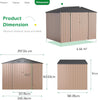 8 x 6FT Galvanised Garden Storage Shed Metal Garden Shed Lockable for Tool Bike