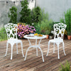 Outdoor Furniture Table and Chairs Set with Umbrella Holes-White