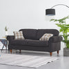 2, 3 Seater Black Linen Fabric Couch Sofa Armchair with 2 Pillows Living Room