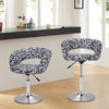 2x Black White Leopard Print Padded Barstools Adjustable Swivel Bar Stool Chair