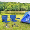 Folding Camping Chair 360° Swivel Portable Beach Outdoor Seat W/ Cup Holder &Bag
