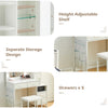 White Dressing VanityTable Makeup Desk with LED Mirror 5Drawers Charging Station