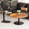 2pcs High Gloss Side End Table Sleek Tempered Glass & Wood Top Nesting Table Set