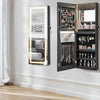 Hanging Jewelry Cabinet Wall Door Mounted Jewelry Cabinet w/Mirror-Black
