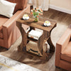 60cm Farmhouse End Table, 3-Tier Wood Side Table with Storage for Living Room