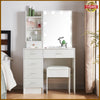 Dressing Table with LED Light Sliding Mirror Stool Drawer Vanity Makeup Desk Set