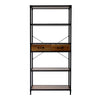 5-Tier Bookshelf Bookcase Metal Frame Shelf Industrial Shelving Unit w/2 Drawers