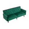 3 Seater Click Clack Sofa Velvet Mid Century Modern Couch with Solid Wooden Legs