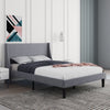 Bed Frame 4ft6 Double Size Linen Fabric Upholstered Bed Slatted Foundation Grey