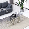 Set of 3 Glass Nesting Coffee Tables Stacking End Side Tables for Living Room