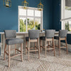 2x Breakfast High Bar Home Kitchen Pub Stools Chair Linen Seat Padded Wooden Leg