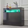 2 Doors Black Sideboard Cabinet High Gloss Cupboard Storage Furniture With LED