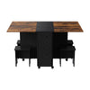 Vintage Wooden Drop Leaf Dining Table & 4 Stools Set Foldable Kitchen Furniture