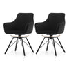 2x Black 360° Swivel Dining Chairs Velvet Padded Seat Dining Room Chair Modern