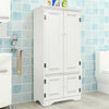 Tall Kitchen Larder Slim White Pantry Cabinet Cupboard Storage Unit Shelves Wood