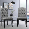 Grey Linen Kitchen Dining Chairs Meeting Room Chair with Curving Hard Wood Legs