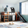 ' Loft Bed with Tunnel White&Black 90x200 Solid Wood Pine Y1B7