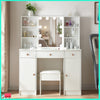 Bedroom Vanity Set Dressing Table Makeup Desk with Mirror 3-Drawer Stool Cabinet