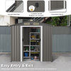 6x4FT Outdoor Storage Shed Galvanized Steel Shed w/Lockable Sliding Door
