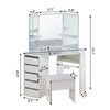 Corner Dressing Table Stool Vanity Set White Makeup Dresser Mirror 5 Drawers NEW