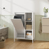 Bathroom Organizer White Wooden Iron Shelf Large Capacity w Dirty Clothes Basket
