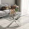Modern Living Room Table Clear Tempered Glass Coffee Tea Table with Chrome Legs