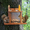 Carbonized Wood Squirrel Feeder Picnic Table Food Feeder Station Outside House