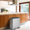 Metal Step Trash Can 60L Step Trash Garbage Can W/Dual Compartments