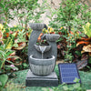 Solar Garden Water Feature Fountain with LED Light Outdoor Cascading Bowls ECO