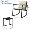 3 Piece Rocking Rattan Bistro Patio Garden Furniture Set - 1 Table & 2 Chairs